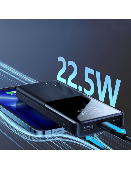 Maitinimo blokas 22.5W 10000mAh PD QC3.0 AFC juodas Maitinimo blokas 22.5W 10000mAh PD QC3.0 AFC juodas