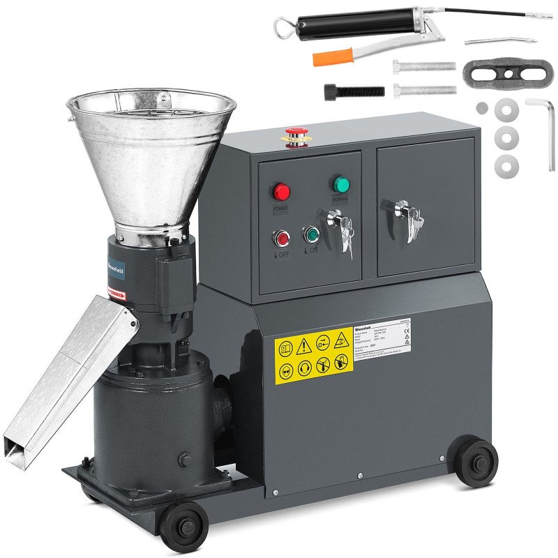 granulių mašina granuliatorius pjuvenų padavimas granulių mašina mobili 3 kW 400 V 100 kg/h sk. 120 mm