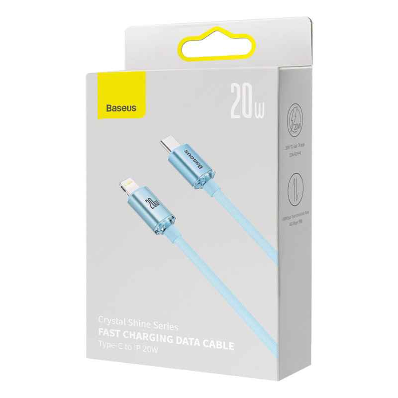 USB-C laidas iPhone Lightning greitas įkrovimas 20W 1,2m mėlynas