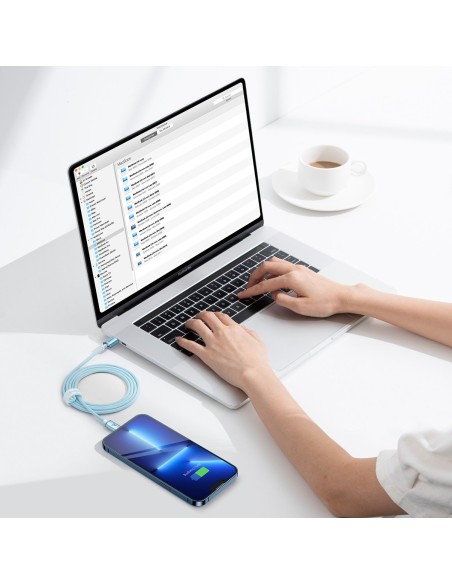 USB-C laidas iPhone Lightning greitas įkrovimas 20W 1,2m mėlynas USB-C laidas iPhone Lightning greitas įkrovimas 20W 1,2m mėlynas