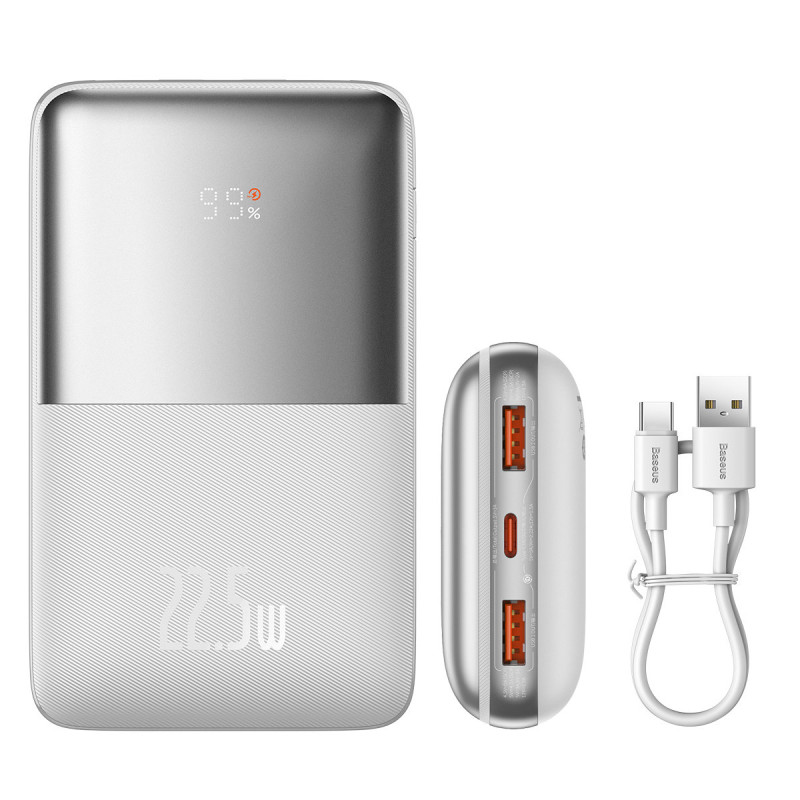Powerbank Bipow Pro 20000mAh 22,5W su USB-C laidu 0,3m baltas