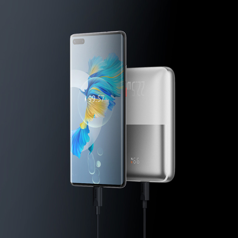 Powerbank Bipow Pro 20000mAh 22,5W su USB-C laidu 0,3m baltas