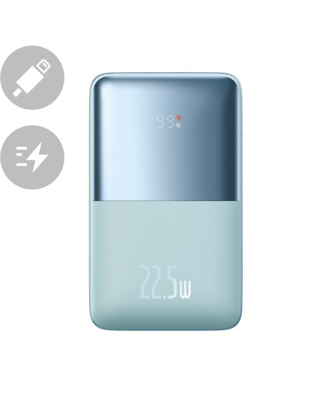 Powerbank Bipow Pro 20000mAh 22,5W su USB-C laidu 0,3m mėlynas Powerbank Bipow Pro 20000mAh 22,5W su USB-C laidu 0,3m mėlynas
