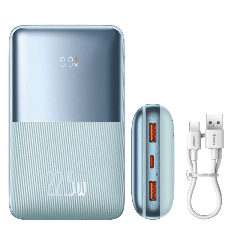 Powerbank Bipow Pro 20000mAh 22,5W su USB-C laidu 0,3m mėlynas