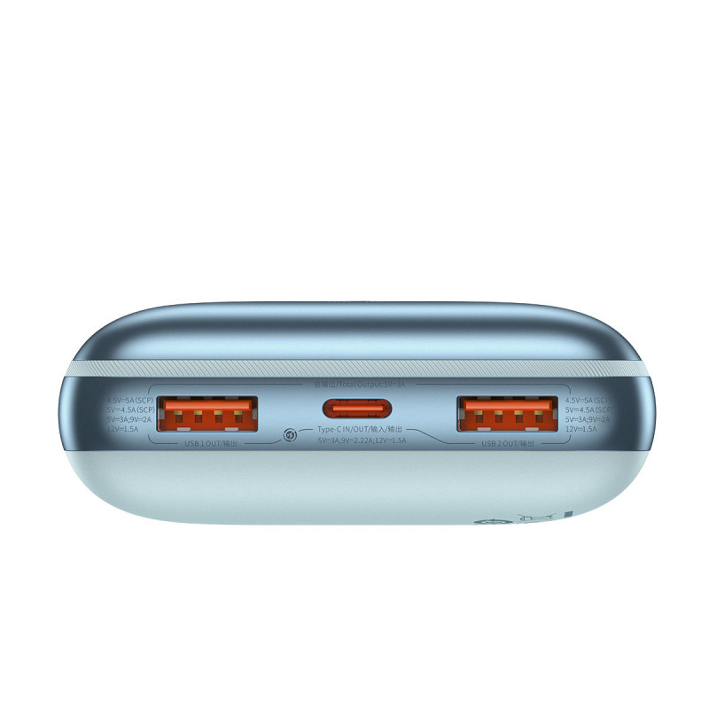 Powerbank Bipow Pro 20000mAh 22,5W su USB-C laidu 0,3m mėlynas