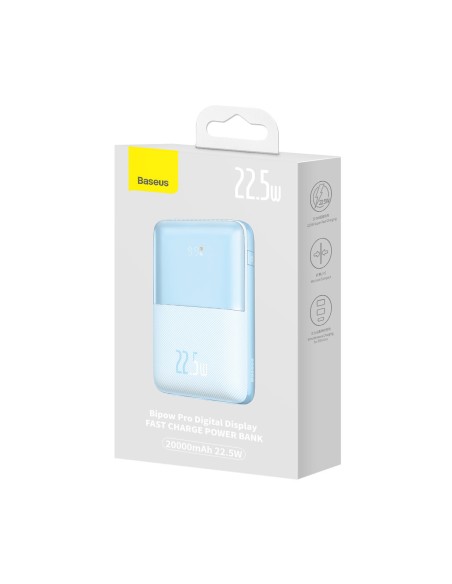 Powerbank Bipow Pro 20000mAh 22,5W su USB-C laidu 0,3m mėlynas Powerbank Bipow Pro 20000mAh 22,5W su USB-C laidu 0,3m mėlynas