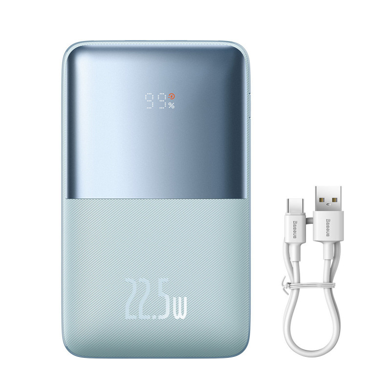 Powerbank Bipow Pro 20000mAh 22,5W su USB-C laidu 0,3m mėlynas