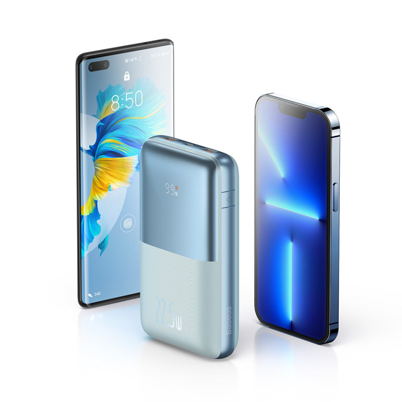 Powerbank Bipow Pro 20000mAh 22,5W su USB-C laidu 0,3m mėlynas