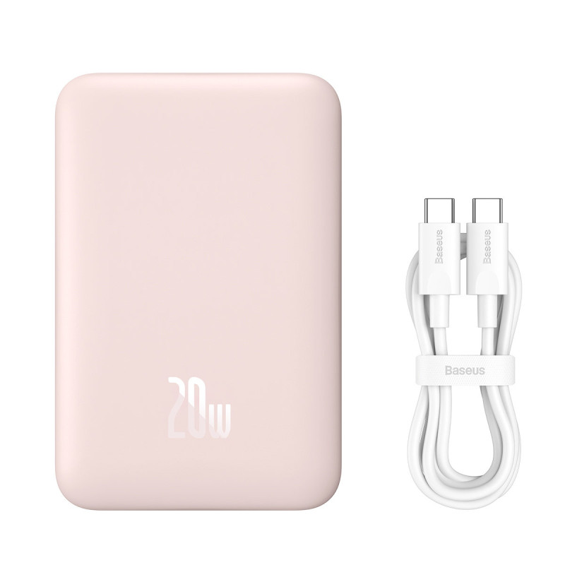 Mini maitinimo blokas su greito įkrovimo 10 000 mAh 20 W USB-C laidu, 0,5 m baltas