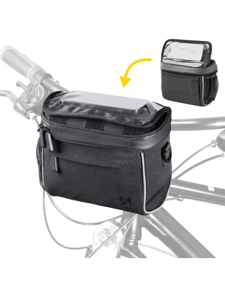 Dviračio vairo rankinė navigacijai su petnešėlėmis juoda