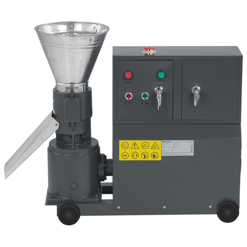 granulių mašina granuliatorius pjuvenų padavimas granulių mašina mobili 3 kW 400 V 100 kg/h sk. 120 mm