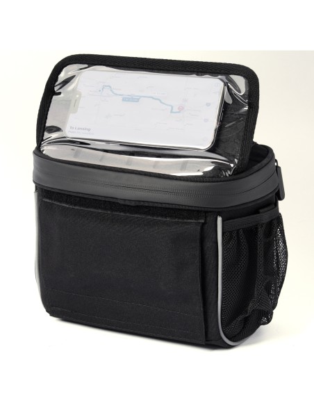 Dviračio vairo rankinė navigacijai su petnešėlėmis juoda