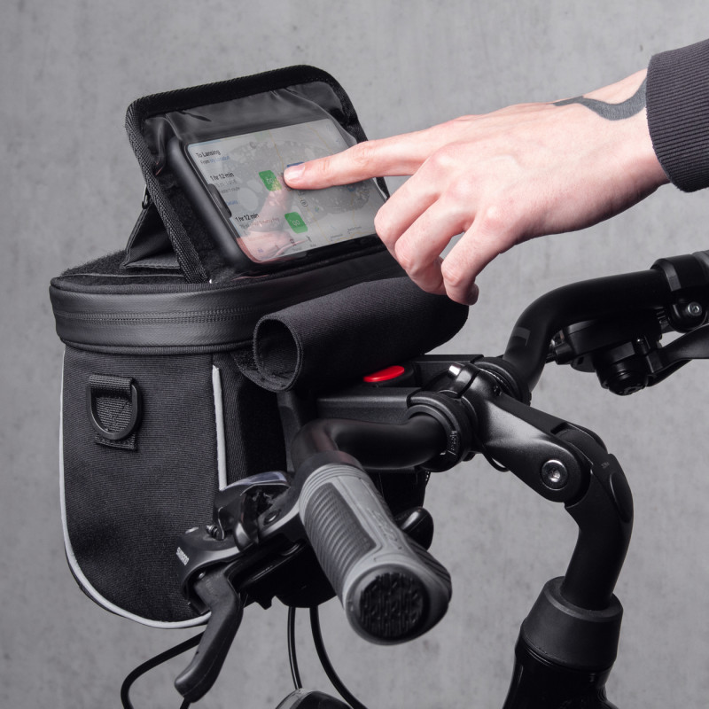 Dviračio vairo rankinė navigacijai su petnešėlėmis juoda