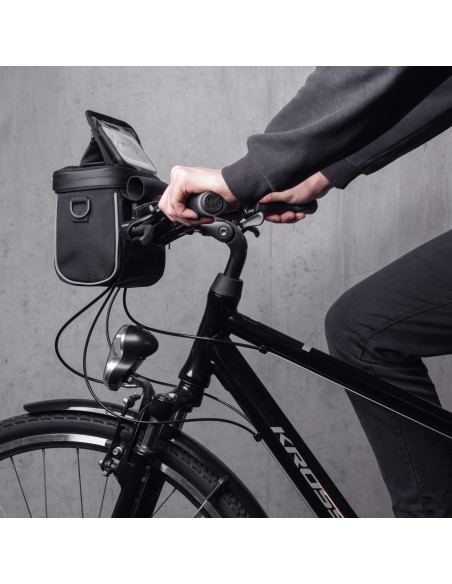 Dviračio vairo rankinė navigacijai su petnešėlėmis juoda