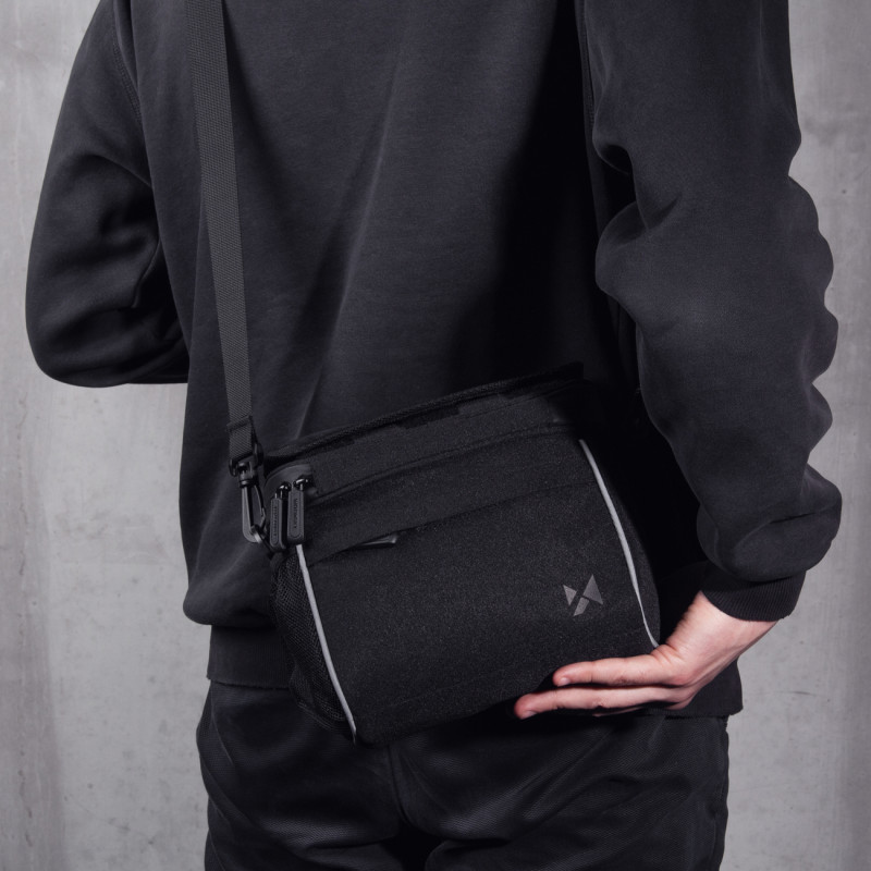 Dviračio vairo rankinė navigacijai su petnešėlėmis juoda