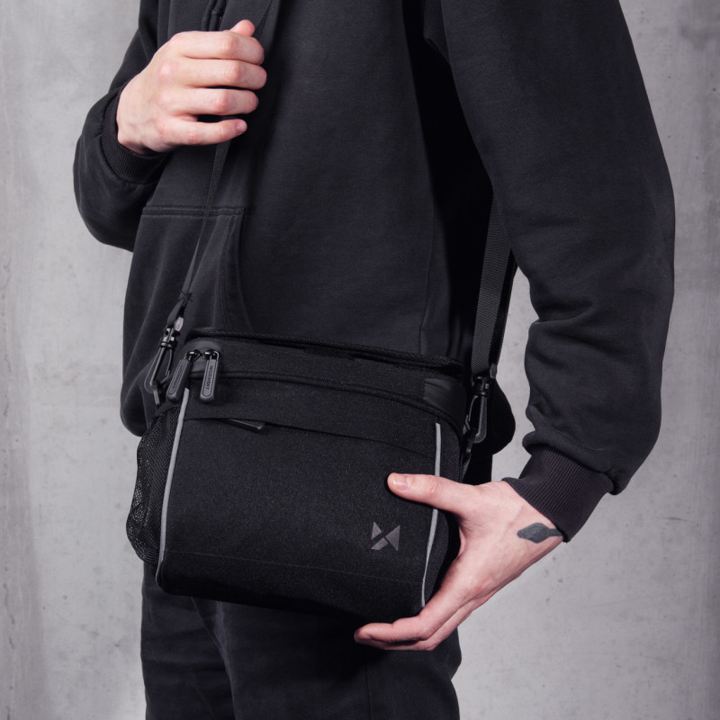 Dviračio vairo rankinė navigacijai su petnešėlėmis juoda