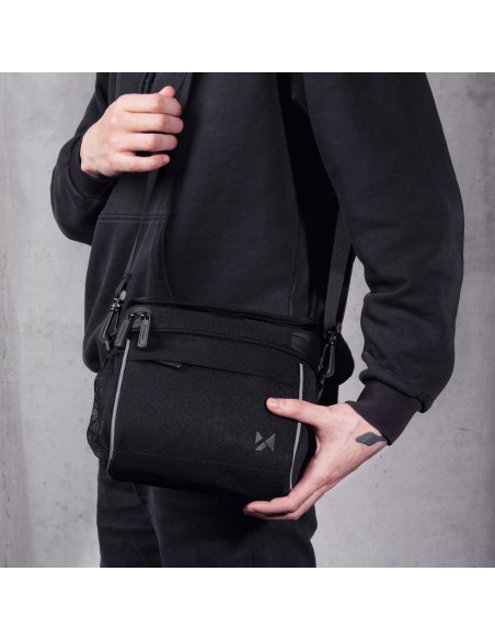 Dviračio vairo rankinė navigacijai su petnešėlėmis juoda