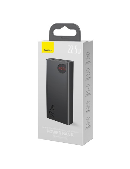 Adaman greito įkrovimo maitinimo blokas 20000mAh 22,5W USB-C laidas 0,3m juodas Adaman greito įkrovimo maitinimo blokas 20000mAh 22,5W USB-C laidas 0,3m juodas