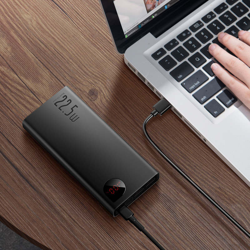 Adaman greito įkrovimo maitinimo blokas 20000mAh 22,5W USB-C laidas 0,3m juodas