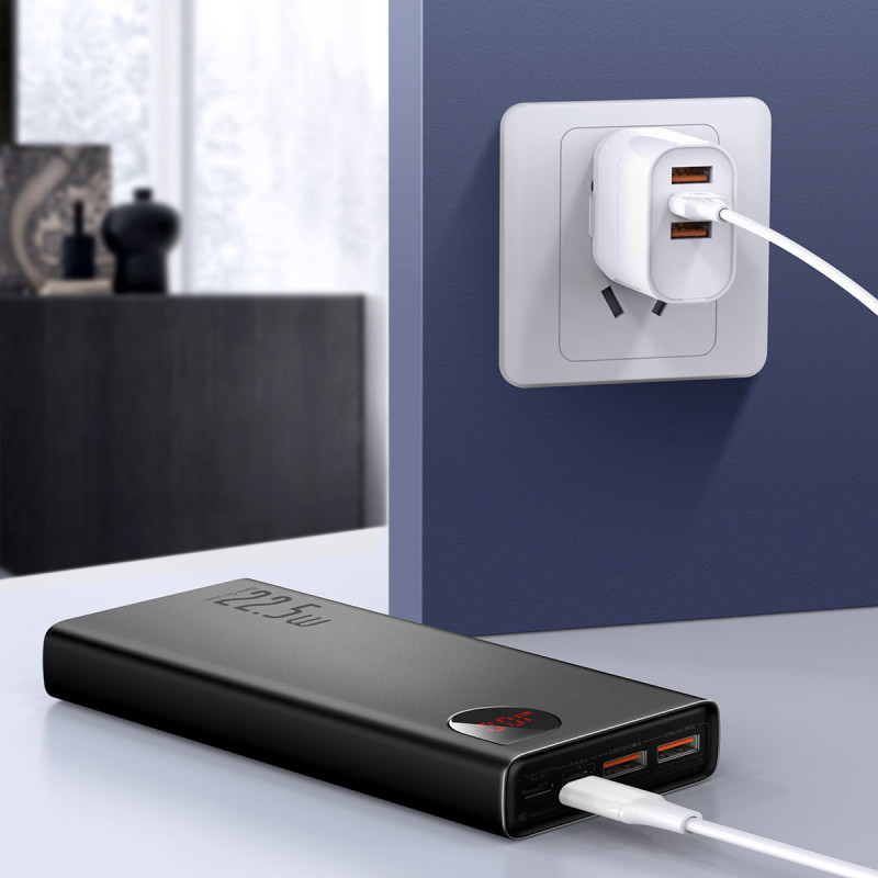Adaman greito įkrovimo maitinimo blokas 20000mAh 22,5W USB-C laidas 0,3m juodas