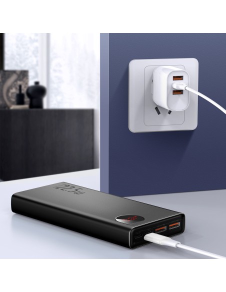 Adaman greito įkrovimo maitinimo blokas 20000mAh 22,5W USB-C laidas 0,3m juodas Adaman greito įkrovimo maitinimo blokas 20000mAh 22,5W USB-C laidas 0,3m juodas