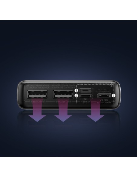 Adaman greito įkrovimo maitinimo blokas 20000mAh 22,5W USB-C laidas 0,3m juodas Adaman greito įkrovimo maitinimo blokas 20000mAh 22,5W USB-C laidas 0,3m juodas