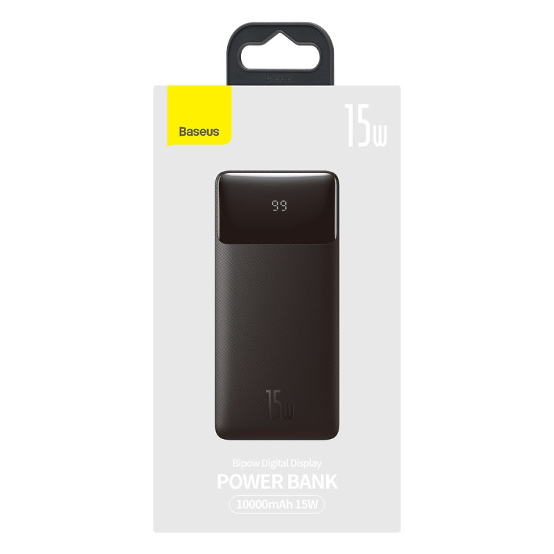Bipow maitinimo blokas su ekranu 10000mAh USB-A microUSB laidas 0,25m juodas