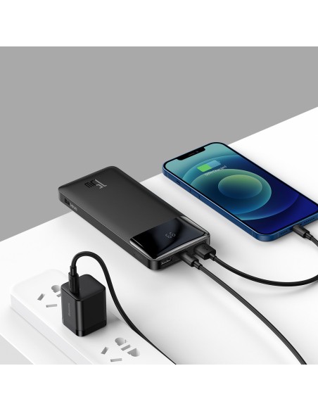 Bipow maitinimo blokas su ekranu 10000mAh USB-A microUSB laidas 0,25m juodas Bipow maitinimo blokas su ekranu 10000mAh USB-A microUSB laidas 0,25m juodas