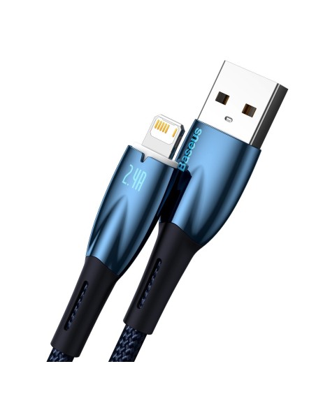 Glimmer serijos USB-A laidas iPhone Lightning 2.4A 480Mbps 1m mėlynas Glimmer serijos USB-A laidas iPhone Lightning 2.4A 480Mbps 1m mėlynas