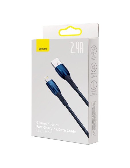 Glimmer serijos USB-A laidas iPhone Lightning 2.4A 480Mbps 1m mėlynas Glimmer serijos USB-A laidas iPhone Lightning 2.4A 480Mbps 1m mėlynas