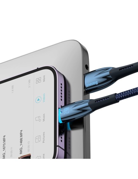 Glimmer serijos USB-A laidas iPhone Lightning 2.4A 480Mbps 1m mėlynas Glimmer serijos USB-A laidas iPhone Lightning 2.4A 480Mbps 1m mėlynas