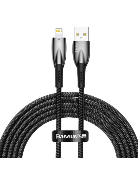 Glimmer serijos USB-A laidas iPhone Lightning 480Mb-s 2.4A 2m juodas Glimmer serijos USB-A laidas iPhone Lightning 480Mb-s 2.4A 2m juodas