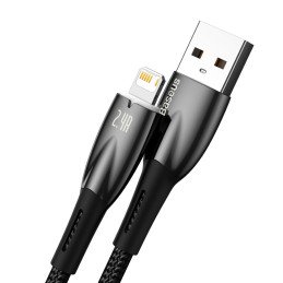 Glimmer serijos USB-A laidas iPhone Lightning 480Mb-s 2.4A 2m juodas