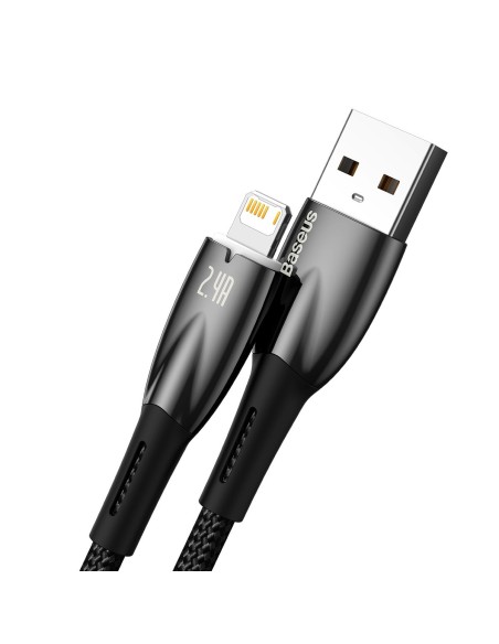 Glimmer serijos USB-A laidas iPhone Lightning 480Mb-s 2.4A 2m juodas Glimmer serijos USB-A laidas iPhone Lightning 480Mb-s 2.4A 2m juodas