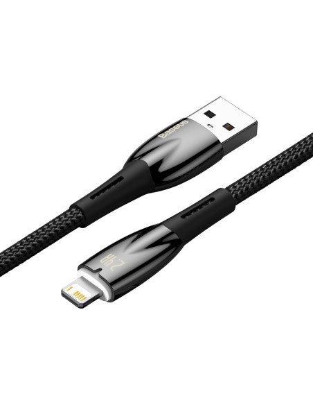 Glimmer serijos USB-A laidas iPhone Lightning 480Mb-s 2.4A 2m juodas Glimmer serijos USB-A laidas iPhone Lightning 480Mb-s 2.4A 2m juodas