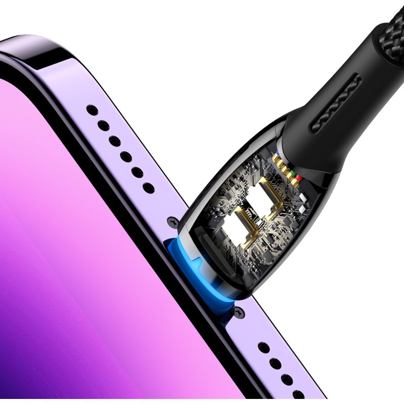 Glimmer serijos USB-A laidas iPhone Lightning 480Mb-s 2.4A 2m juodas