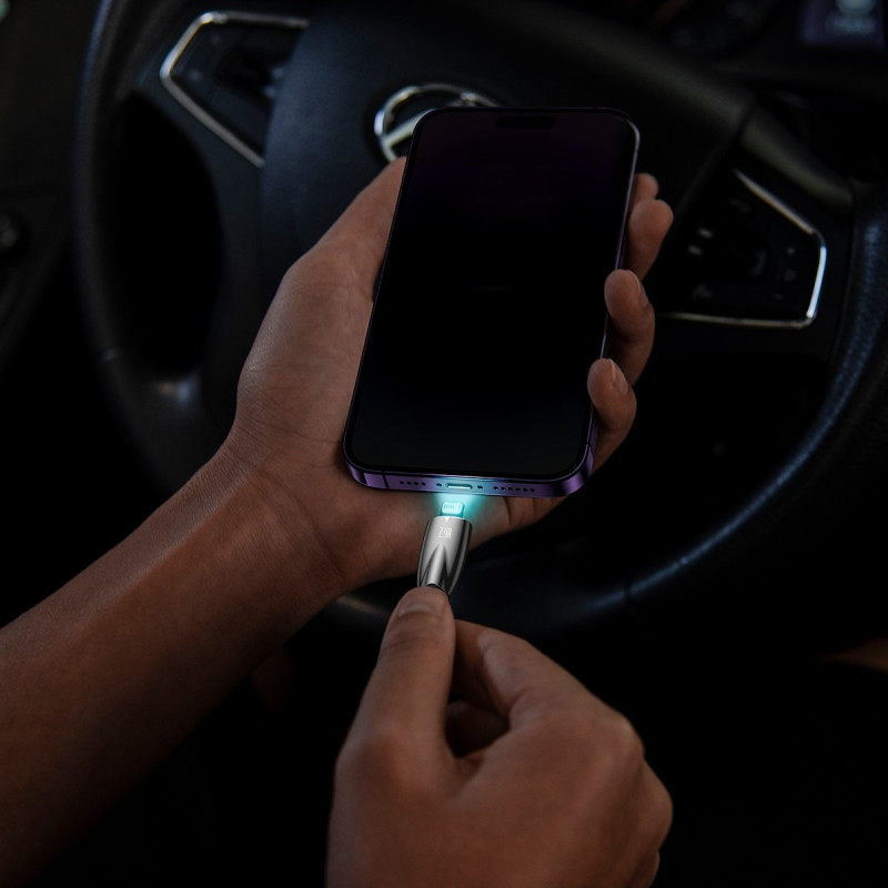 Glimmer serijos USB-A laidas iPhone Lightning 480Mb-s 2.4A 2m juodas