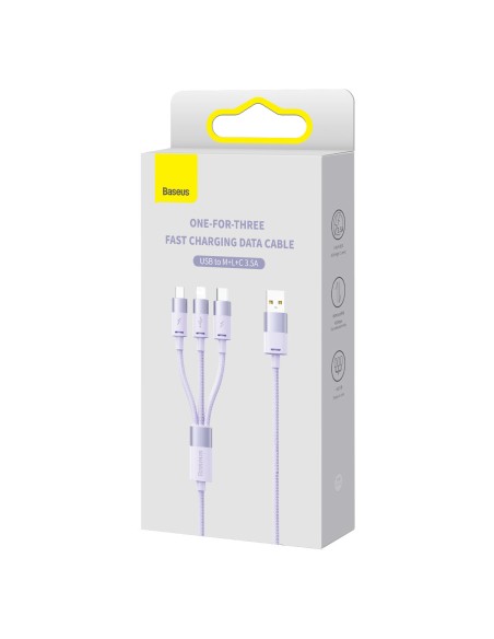 StarSpeed 3in1 USB microUSB laidas iPhone Lightning USB-C 1.2m violetinis StarSpeed 3in1 USB microUSB laidas iPhone Lightning USB-C 1.2m violetinis