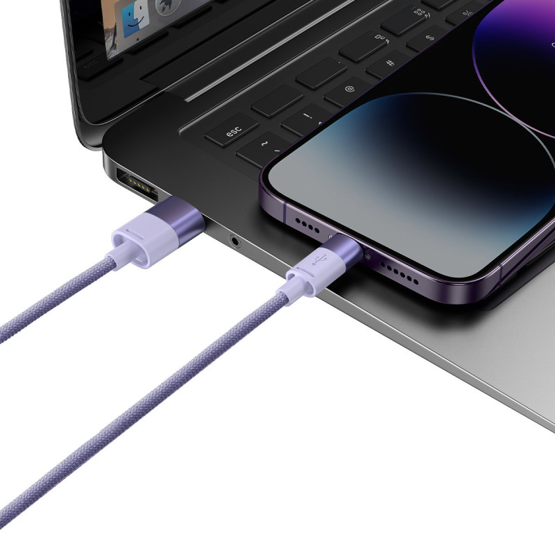 StarSpeed 3in1 USB microUSB laidas iPhone Lightning USB-C 1.2m violetinis