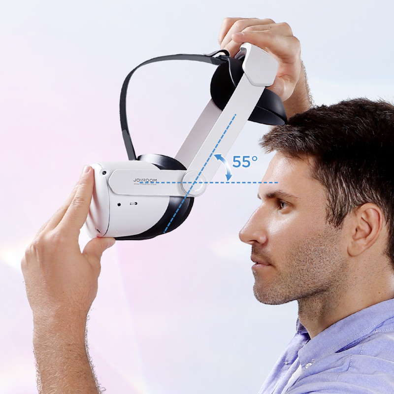 Reguliuojamas galvos juostos dirželis skirtas Oculus Quest 2 VR akiniams baltos spalvos