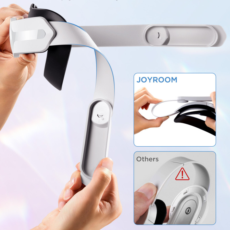 Reguliuojamas galvos juostos dirželis skirtas Oculus Quest 2 VR akiniams baltos spalvos