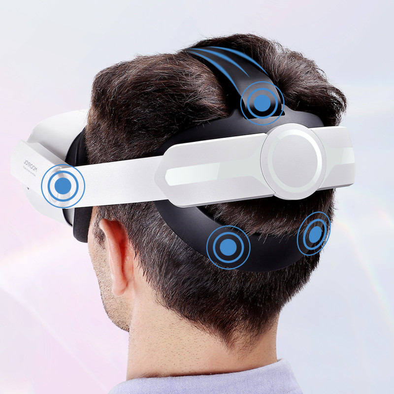 Reguliuojamas galvos juostos dirželis skirtas Oculus Quest 2 VR akiniams baltos spalvos