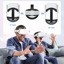 Reguliuojamas galvos juostos dirželis skirtas Oculus Quest 2 VR akiniams baltos spalvos