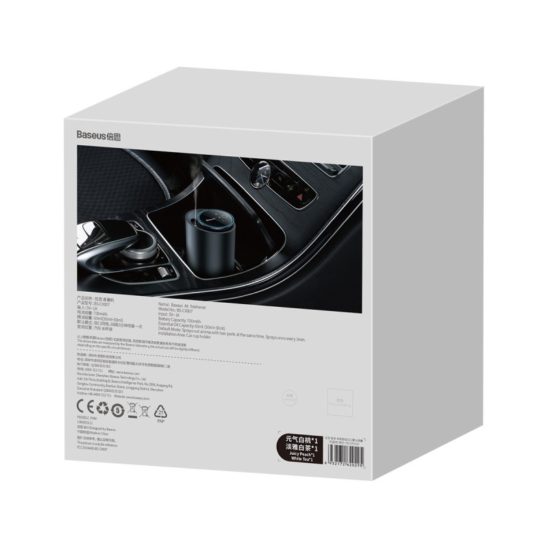 Automobilinis oro gaiviklis + kvepalai baltoji arbata ir persikas USB-C laidas 1m