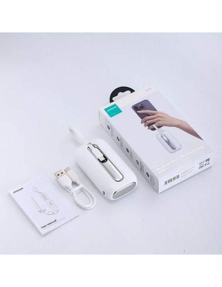 Powerbank 10000mAh Colorful Series 22,5W su USB-C ir iPhone Lightning laidais balta