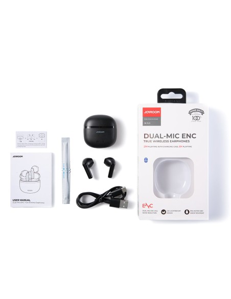 TWS belaidės ausinės ENC vandeniui atsparios IPX4 Bluetooth 5.3 juodos spalvos