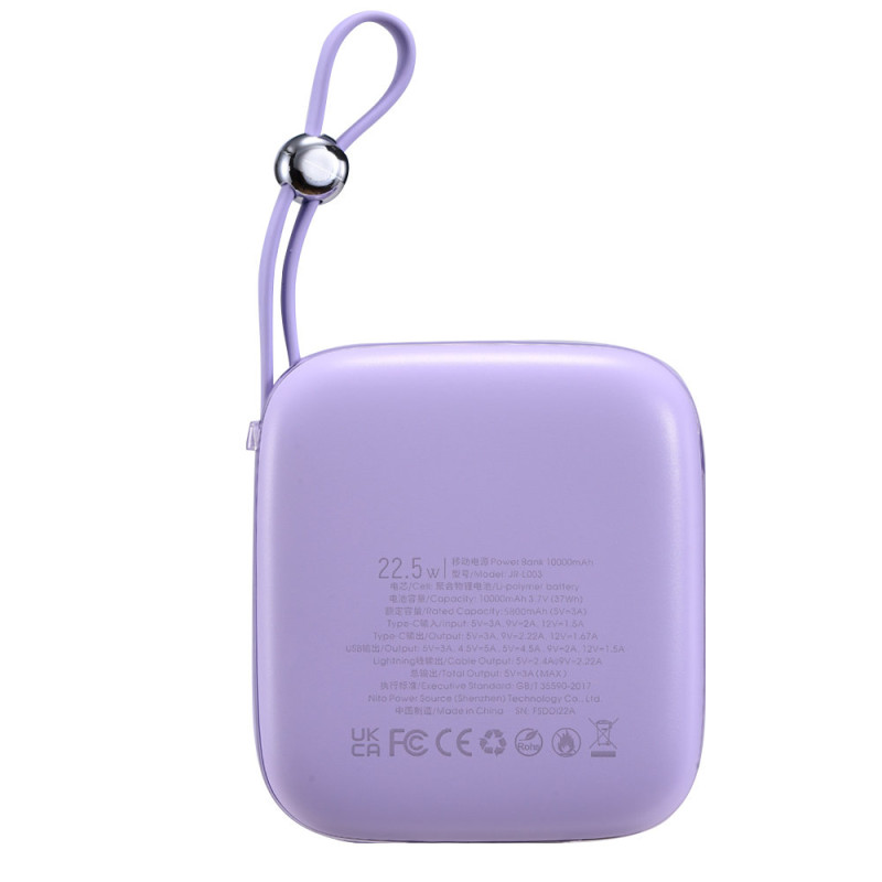 Powerbank 10000mAh Jelly Series 22,5W laidas iPhone Lightning purple