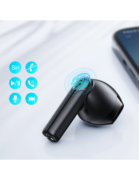 TWS belaidės ausinės ENC vandeniui atsparios IPX4 Bluetooth 5.3 juodos spalvos