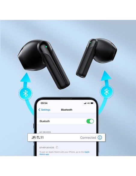 TWS belaidės ausinės ENC vandeniui atsparios IPX4 Bluetooth 5.3 juodos spalvos