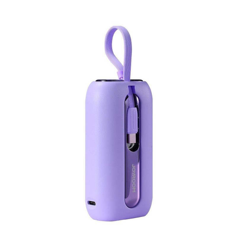 „Powerbank Colorful Series“ 10 000 mAh 22,5 W USB-C ir „iPhone Lightning“ laidai violetiniai